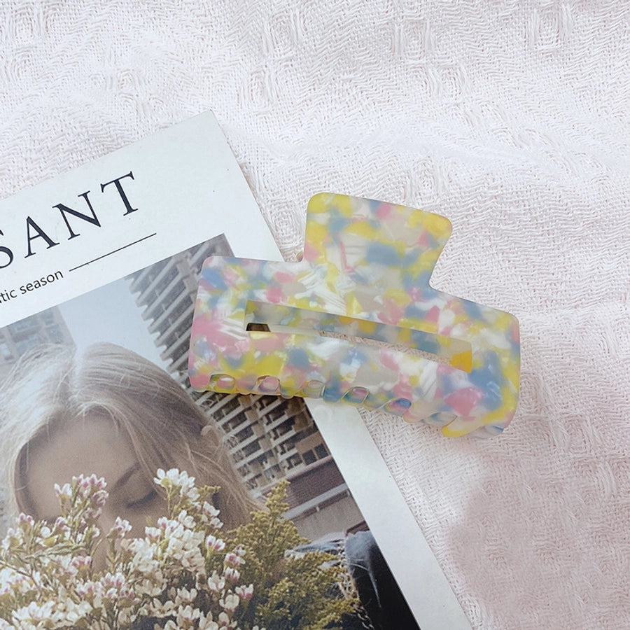 sweet color block rectangle acetic acid sheets handmade hair claws 1 piece