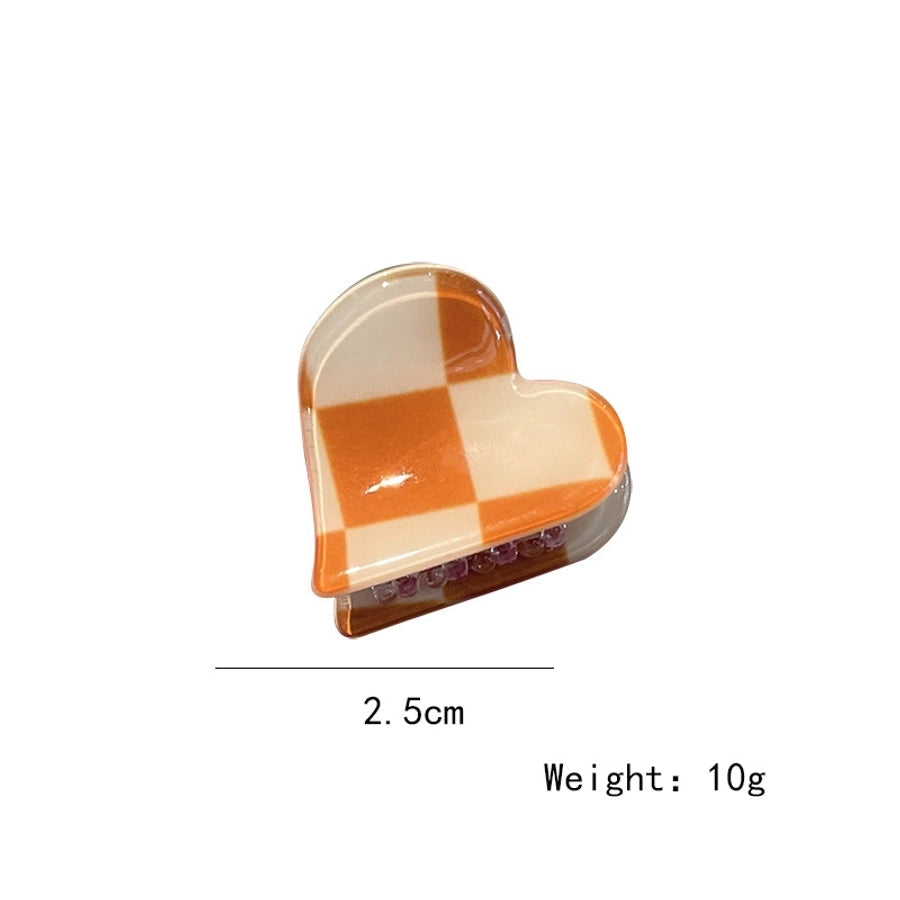 fashion heart checkerboard forehead mini grab clip side hairpin