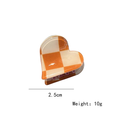 fashion heart checkerboard forehead mini grab clip side hairpin