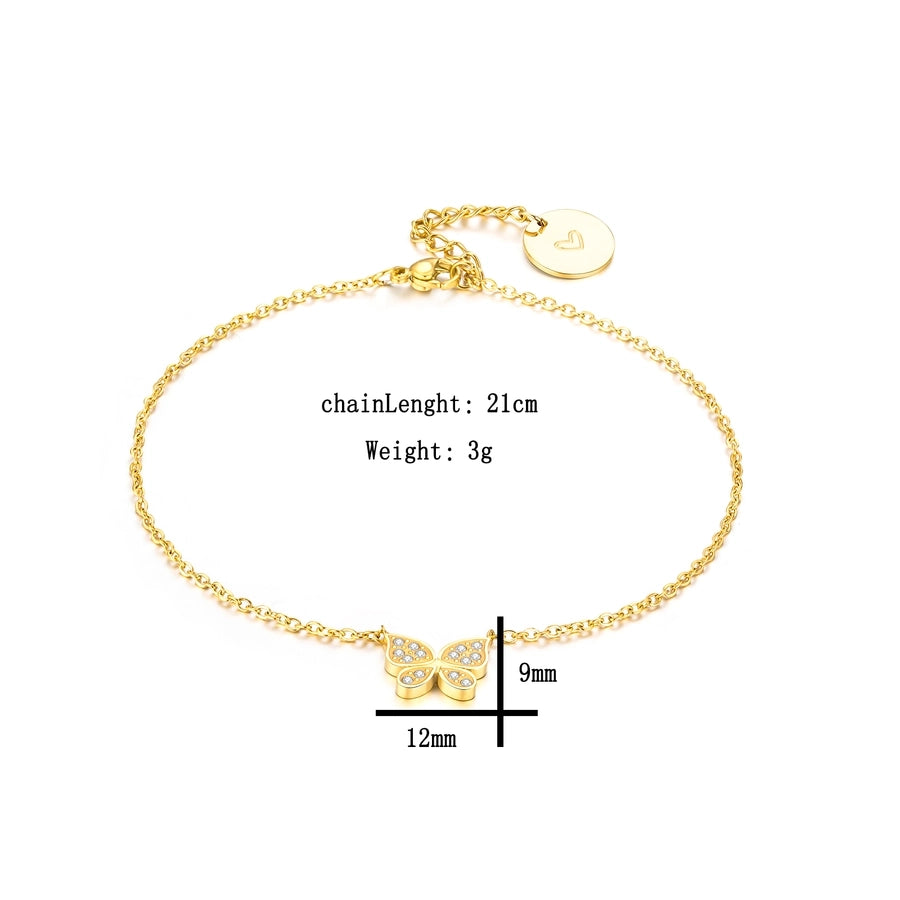 Luxurious Queen Bridal Butterfly 304 Stainless Steel Gold Plated Zircon Bracelets In Bulk