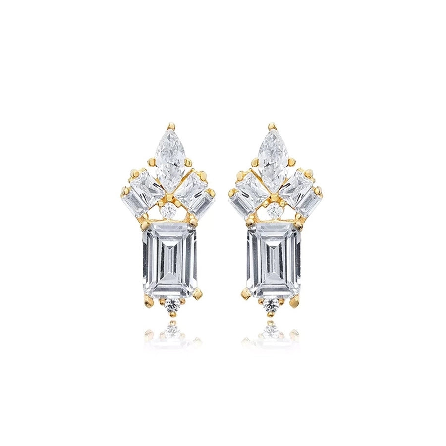 1 Pair Casual Elegant Geometric Copper Zircon Drop Earrings Ear Studs