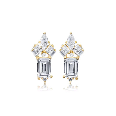 1 Pair Casual Elegant Geometric Copper Zircon Drop Earrings Ear Studs
