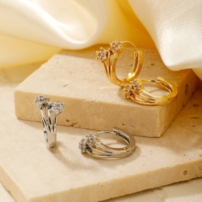 1 Pair Elegant Basic Geometric Inlay Copper Zircon K Gold Plated Rhodium Plated Ear clip