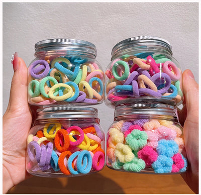 simple style solid color knit contrast collar hair tie