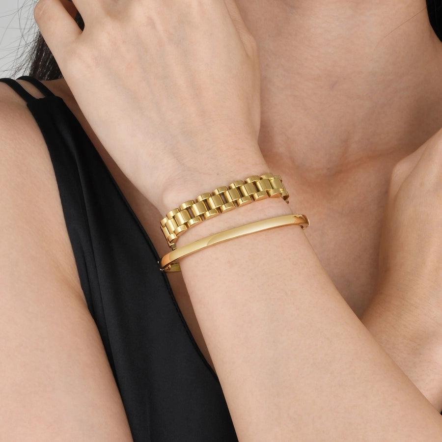 IG Style French Style Classic Style Devil's Eye 304 Stainless Steel 18K Gold Plated Zircon Bracelets Bangle In Bulk