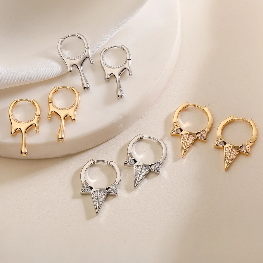 1 Pair Punk Simple Style Commute Geometric Plating Inlay Copper Zircon Earrings