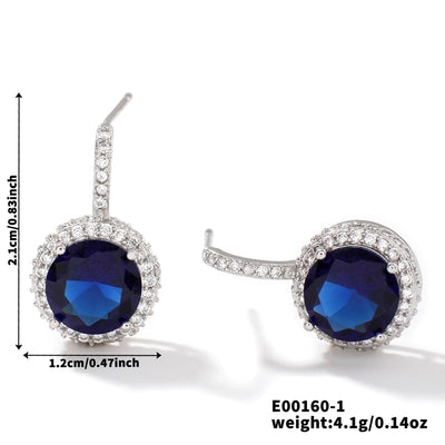 1 Pair Elegant Glam Shiny Geometric Inlay Copper Zircon Rhodium Plated Ear Studs