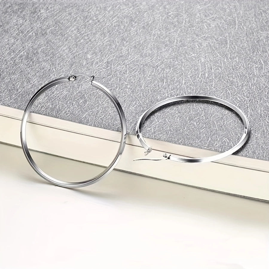 1 Pair Simple Style Round 304 Stainless Steel 18K Gold Plated Earrings