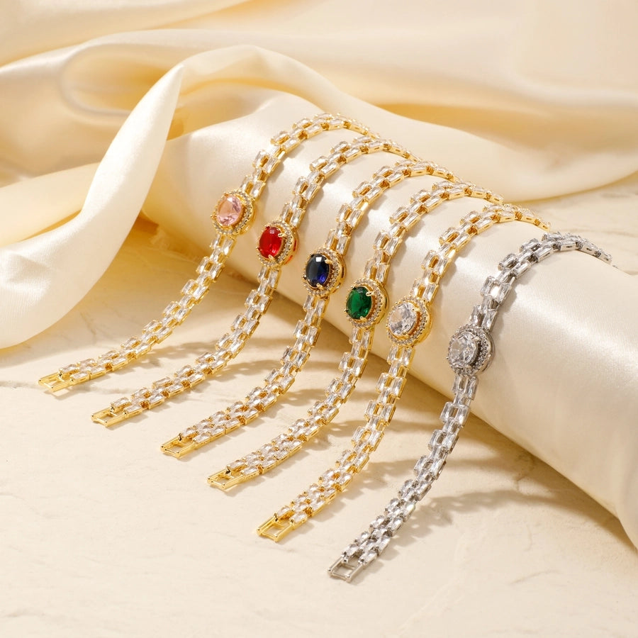 Copper K Gold Plated Inlay Water Droplets Zircon Bracelets