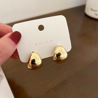 retro c shape solid color metal plating women's earrings 1 pair