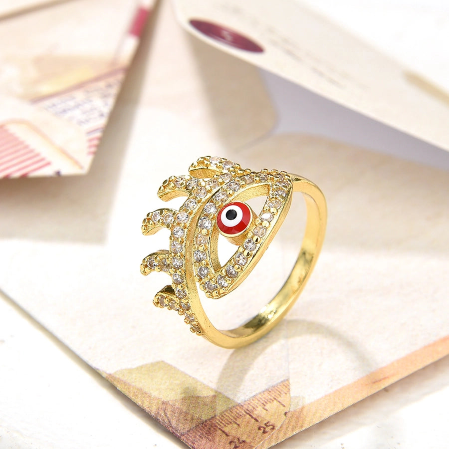 Copper Plating 18K Color Retention Zircon Dripping Oval Eye Opening Ring