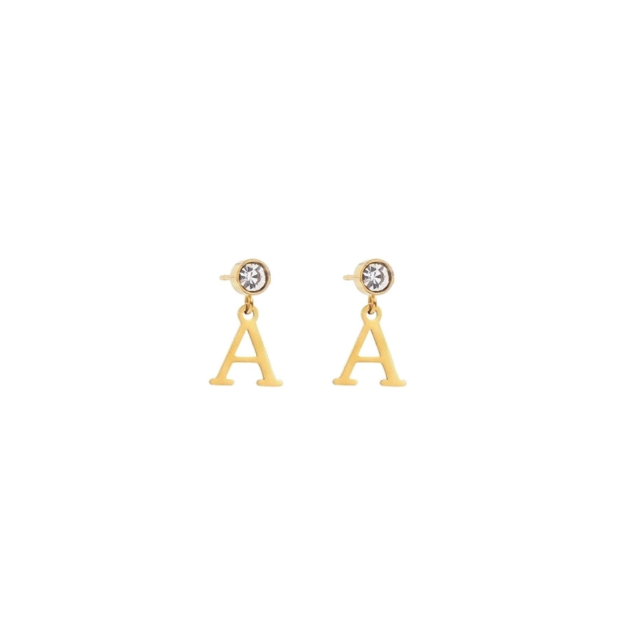 1 Pair Casual Simple Style Classic Style Letter Inlay 201 Stainless Steel 304 Stainless Steel Zircon Drop Earrings