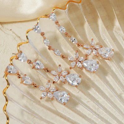 1 Pair Sweet Water Droplets Inlay Copper Zircon K Gold Plated Drop Earrings