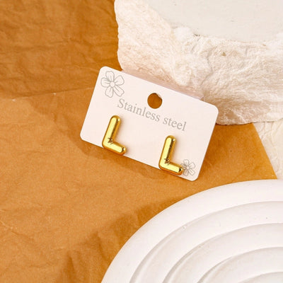 1 Pair Simple Style Classic Style Letter 304 Stainless Steel 18K Gold Plated Ear Studs