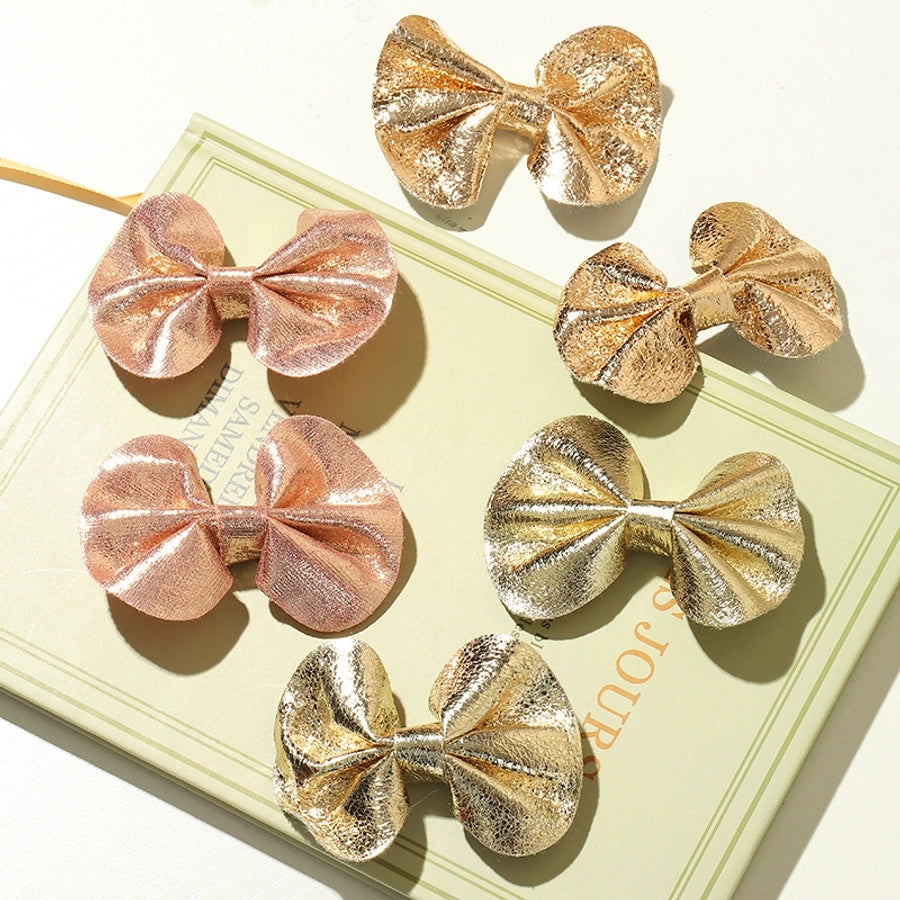 children's shiny leather bow hairpin