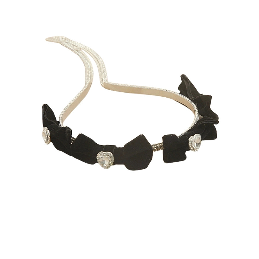 women's sweet shiny heart shape bow knot alloy tassel inlay rhinestones hair band