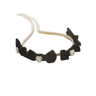 women's sweet shiny heart shape bow knot alloy tassel inlay rhinestones hair band