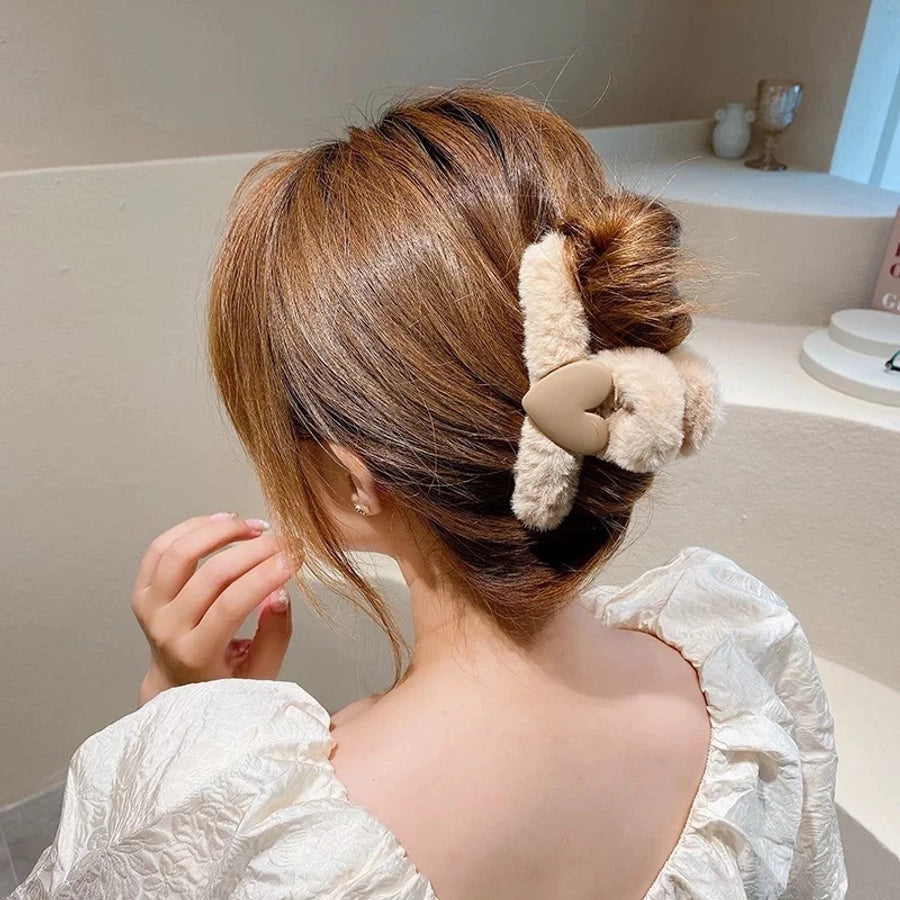 cute simple style solid color cloth hair claws