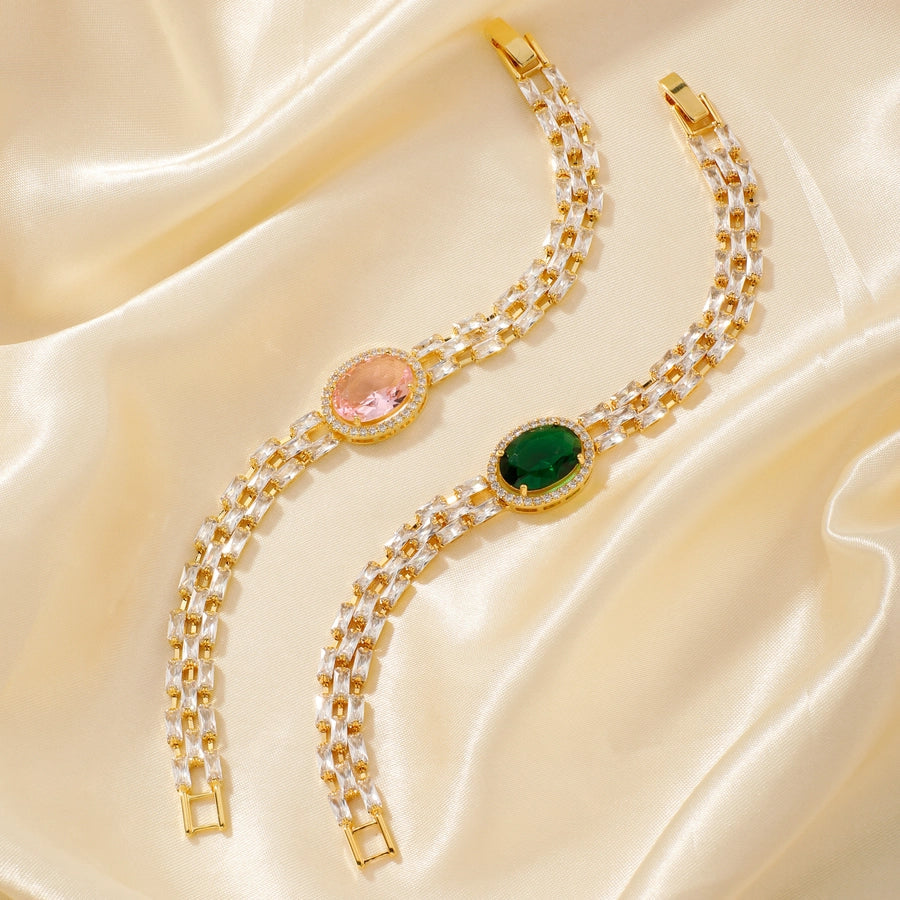 Copper K Gold Plated Inlay Water Droplets Zircon Bracelets