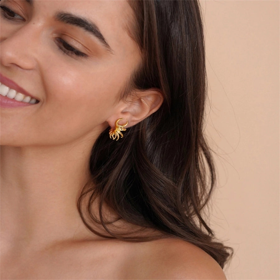 1 Pair Exaggerated Cool Style C Shape 304 Stainless Steel 18K Gold Plated Ear Studs