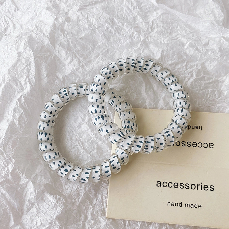 Women's Modern Style Classic Style Polka Dots Plastic Telephone Cord Hair Tie