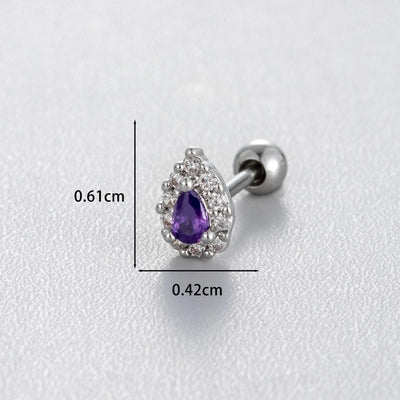 1 Piece Classic Style Water Droplets Inlay Copper Zircon Ear Studs