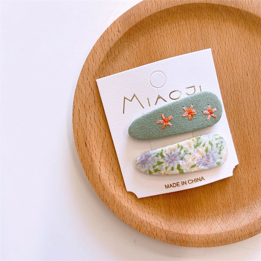 Girl'S Simple Style Classic Style Flower Cloth Contrast Collar Hair Clip