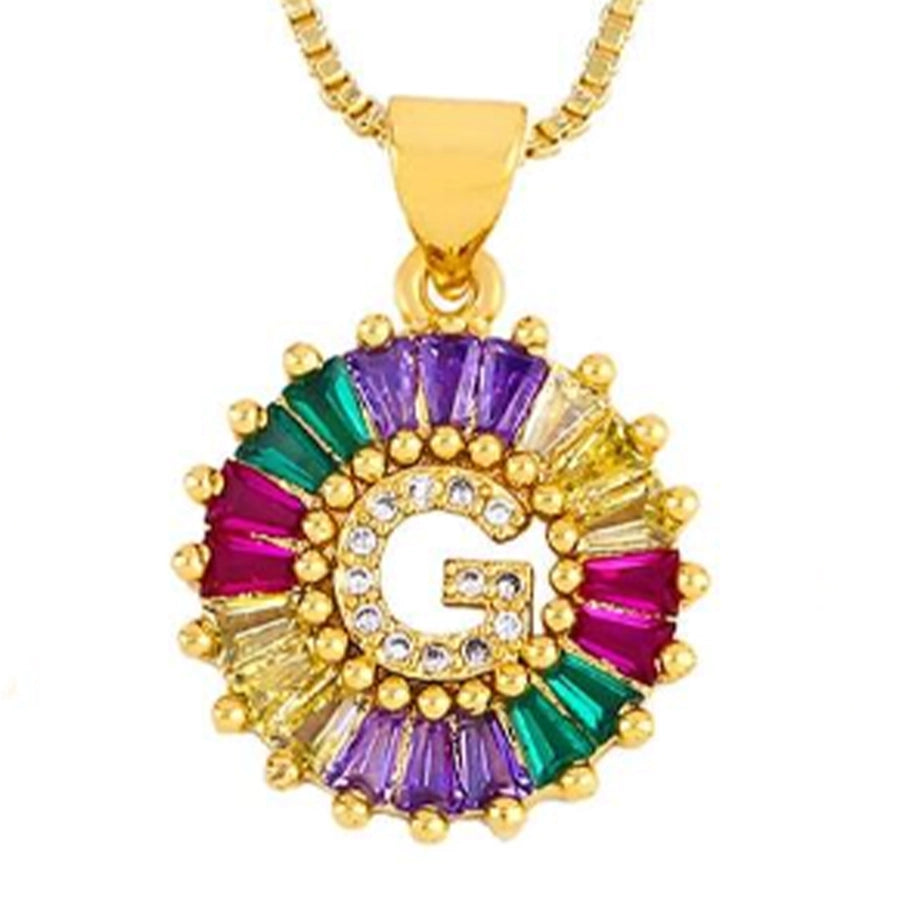 Copper 18K Gold Plated Plating Inlay Letter Zircon Pendant Necklace