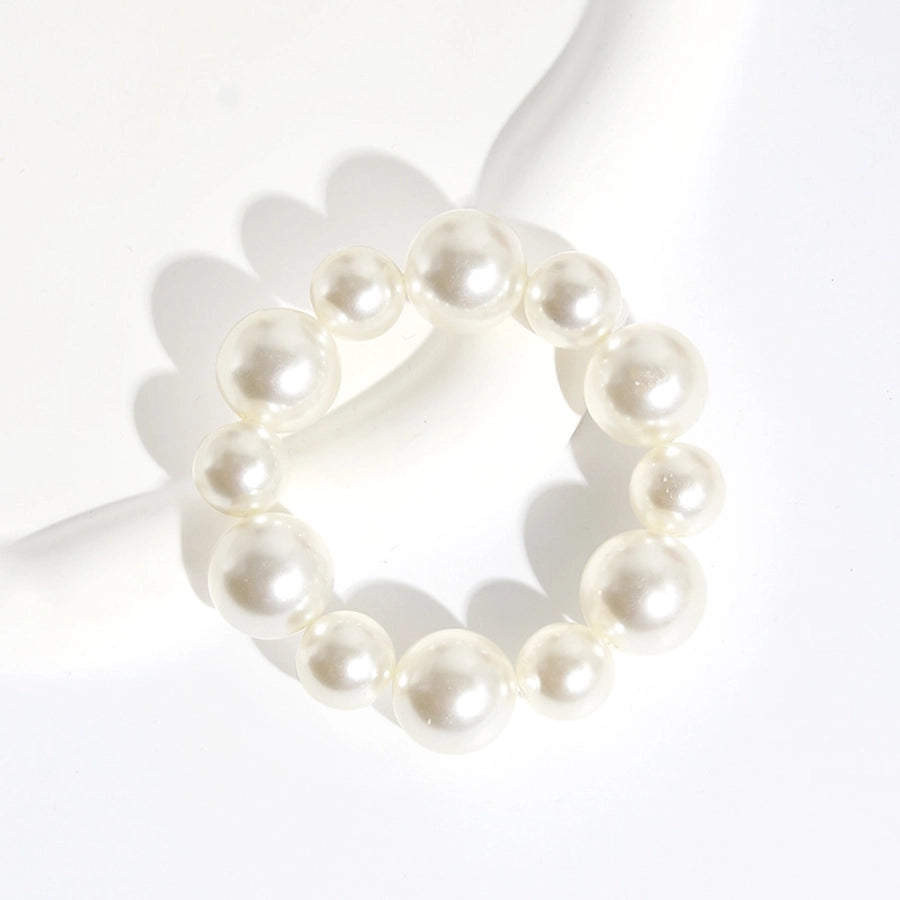 sweet solid color imitation pearl hair tie 1 piece
