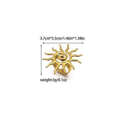 Jewelry Casual Retro Sun Swirl Pattern Butterfly 304 Stainless Steel 14K Gold Plated Open Rings