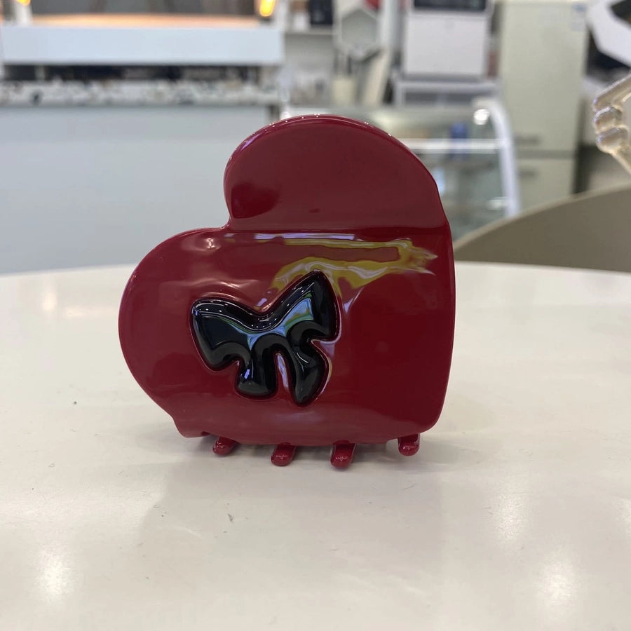 Women's Simple Style Heart Shape Bow Knot Acetic acid sheets Hair Claws