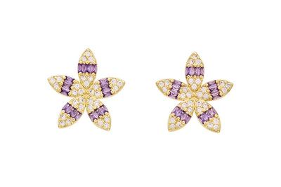 1 Pair Sweet Simple Style Flower Plating Copper Ear Studs