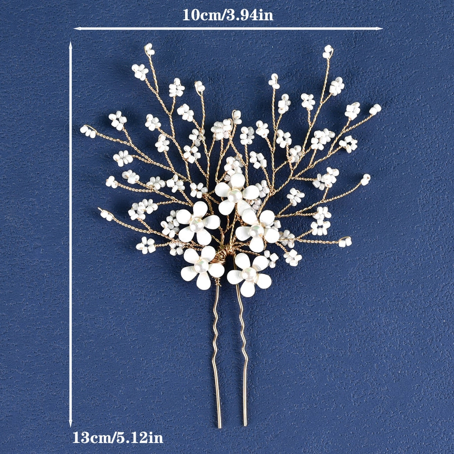 women's simple style flower artificial pearl alloy inlay zircon hairpin