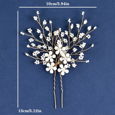 women's simple style flower artificial pearl alloy inlay zircon hairpin