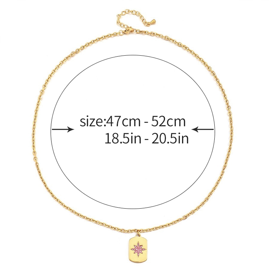 Jewelry Vintage Style Irregular Round Square 304 Stainless Steel Rhinestones Plating Inlay Pendant Necklace