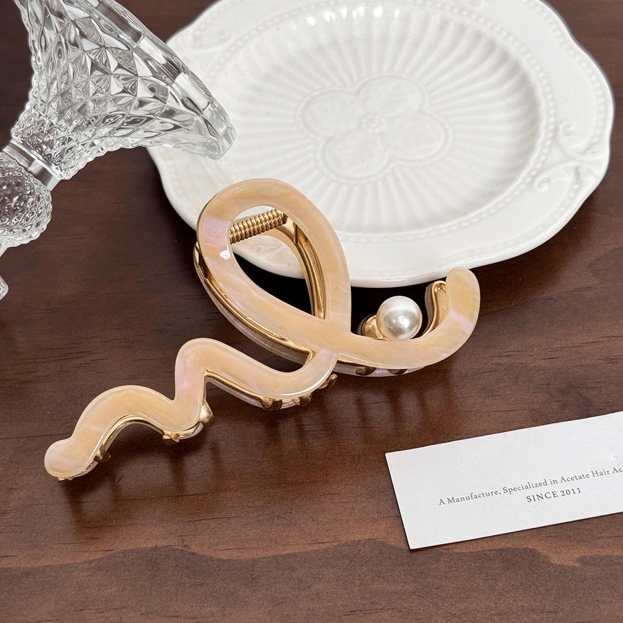 Women's IG Style Waves Arylic Alloy Inlay Pearl Hair Claws