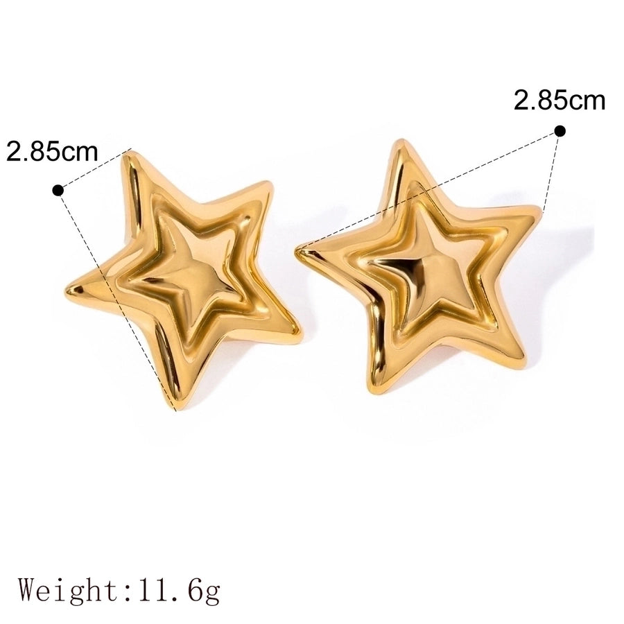 1 Pair Classic Style Commute Pentagram Mixed Metal Plating 304 Stainless Steel 18K Gold Plated Ear Studs