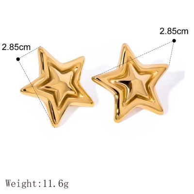 1 Pair Classic Style Commute Pentagram Mixed Metal Plating 304 Stainless Steel 18K Gold Plated Ear Studs