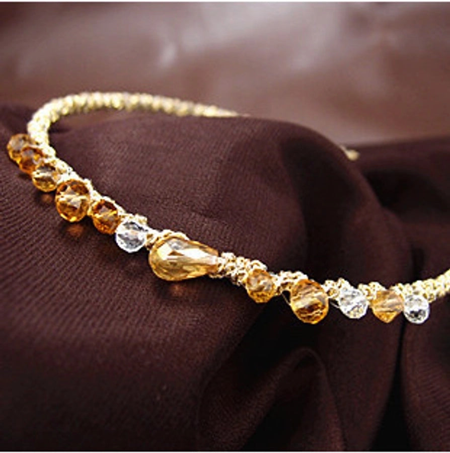 korean colorful flash irregular crystal around the wide side headband