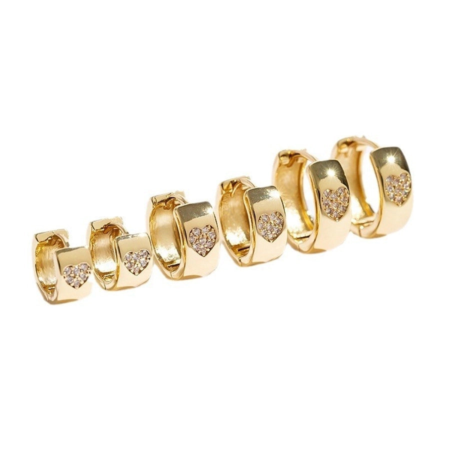 1 Pair Lady Heart Shape Plating Copper Zircon Earrings