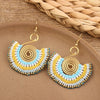 bohemian sector synthetic gemstones shell copper tassel mesh women's ear hook