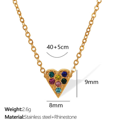 Jewelry IG Style Classic Style Geometric Moon Heart Shape Titanium Steel Rhinestones Plating Pendant Necklace