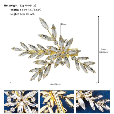 sweet simple style leaf alloy inlay rhinestones hair clip