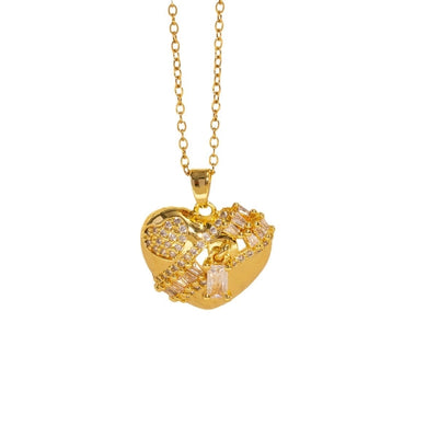 Copper Plating Heart Shape Pendant Necklace