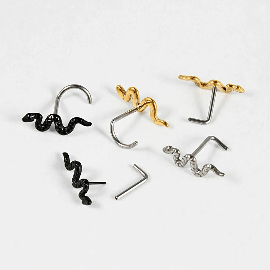1 Piece Nose Rings & Studs Casual Snake G23 Titanium Alloy 18K Gold Plated Nose Rings & Studs