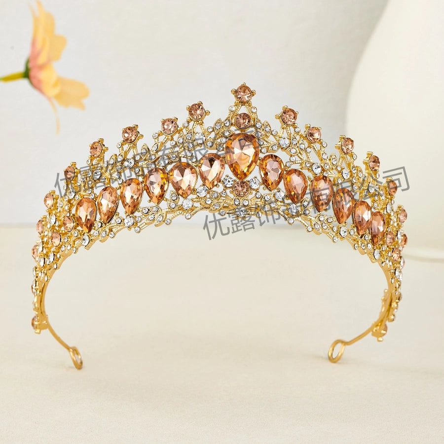 glam luxurious lady crown alloy plating inlay zircon crown