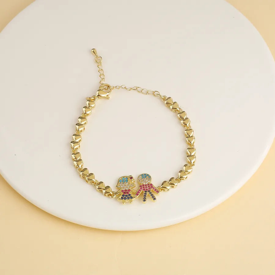 Copper Beaded Chain Plating Cartoon Character Bracelets