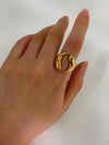Jewelry Retro French Style IG Style Geometric 316L Stainless Steel  18K Gold Plated Irregular Open Rings