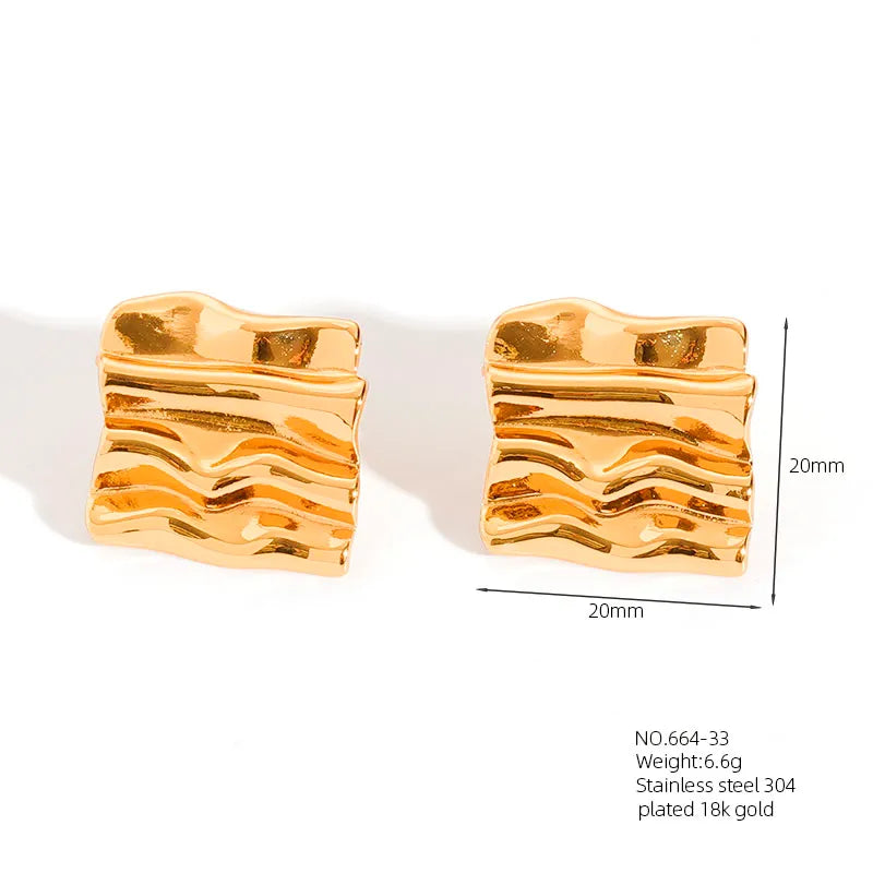 1 Pair Casual Simple Style Classic Style Geometric Square 304 Stainless Steel 18K Gold Plated Imitation Gold  Ear Studs