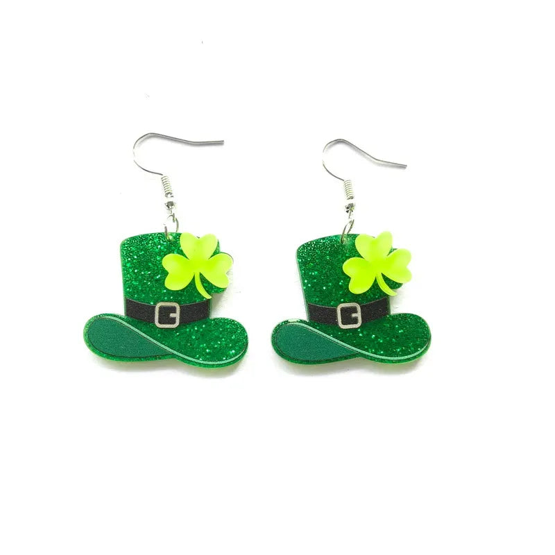 1 Pair Modern Style Classic Style Shamrock Magic Hat Arylic Drop Earrings